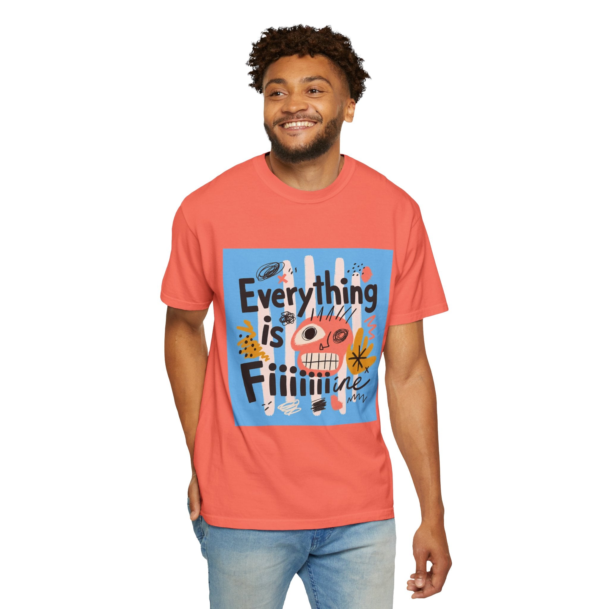 Everything Is Fine T-Shirt — Colorful Retro Cartoon Graphic Tee
