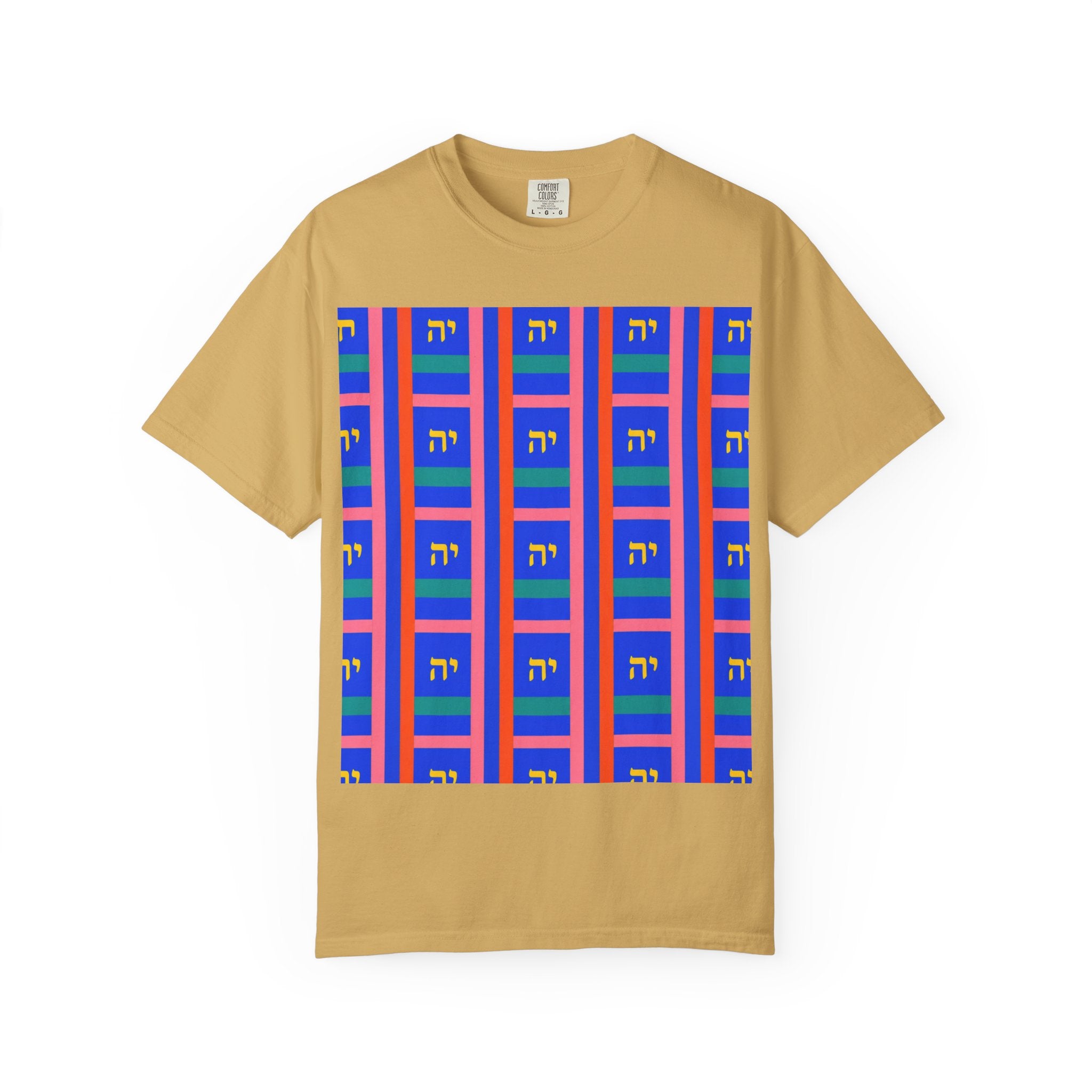Modern Geometric Pattern T‑Shirt — Colorblock Blue Grid Design