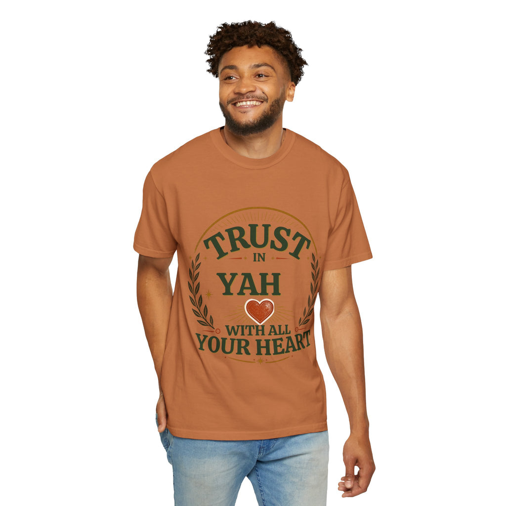 Trust in Yah T-Shirt — "Trust in Yah with All Your Heart" Christian Faith Tee