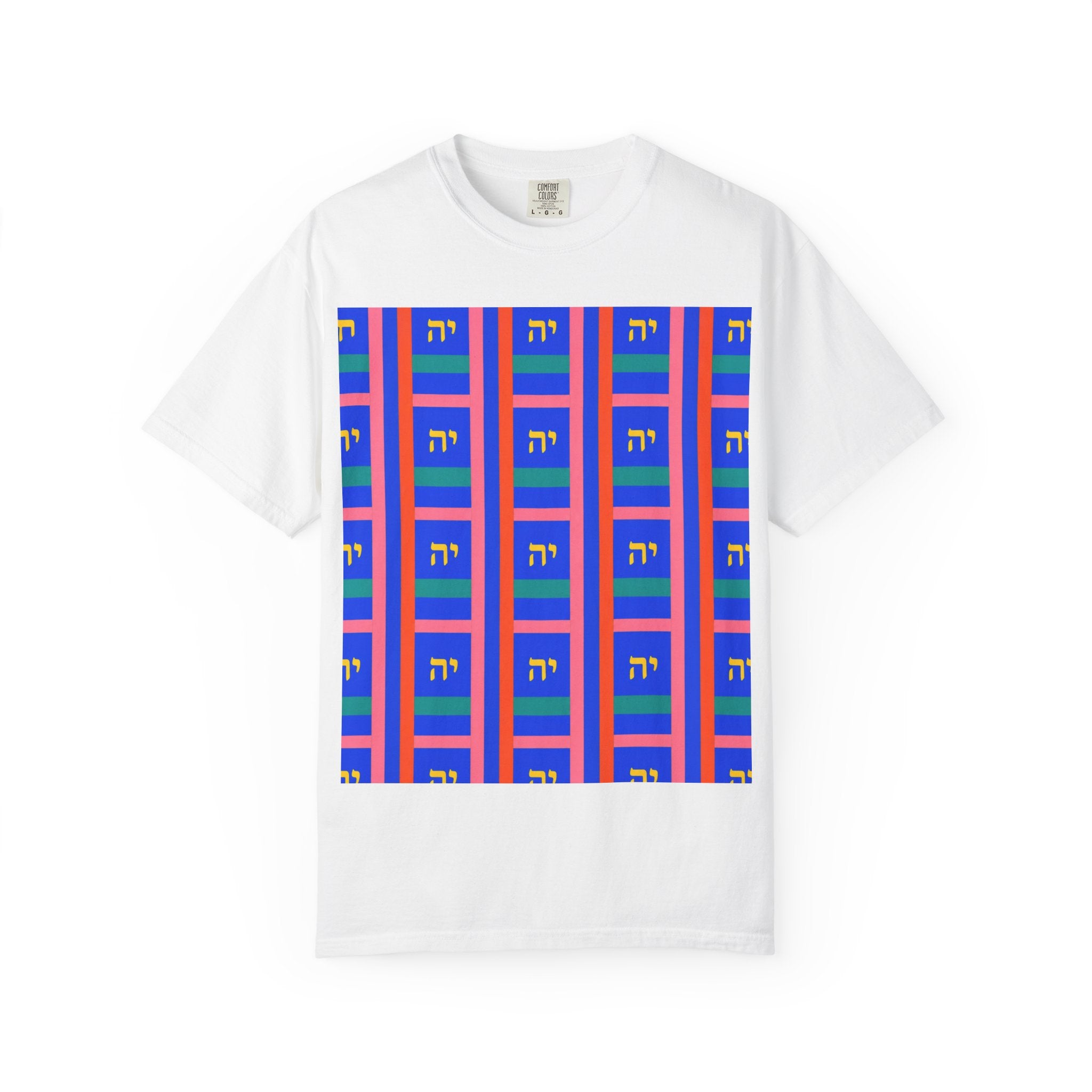 Modern Geometric Pattern T‑Shirt — Colorblock Blue Grid Design