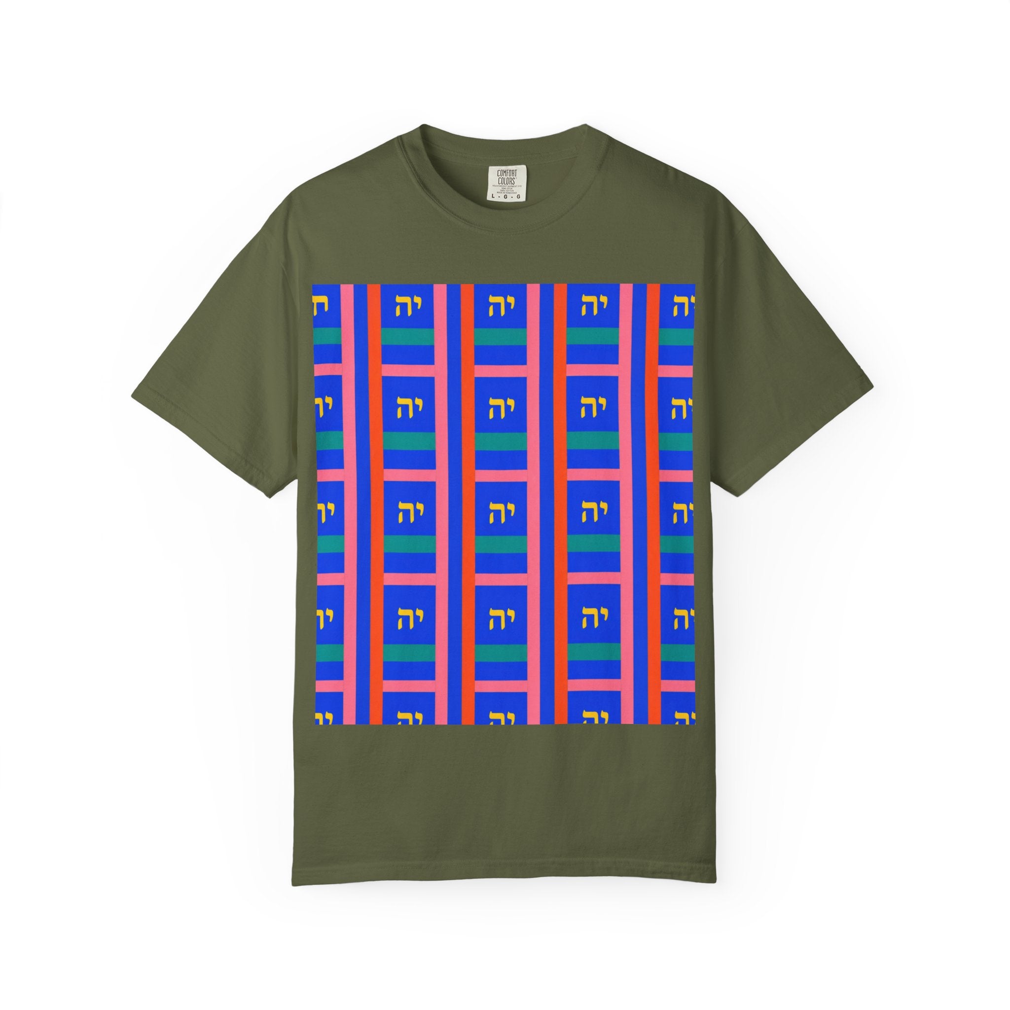 Modern Geometric Pattern T‑Shirt — Colorblock Blue Grid Design