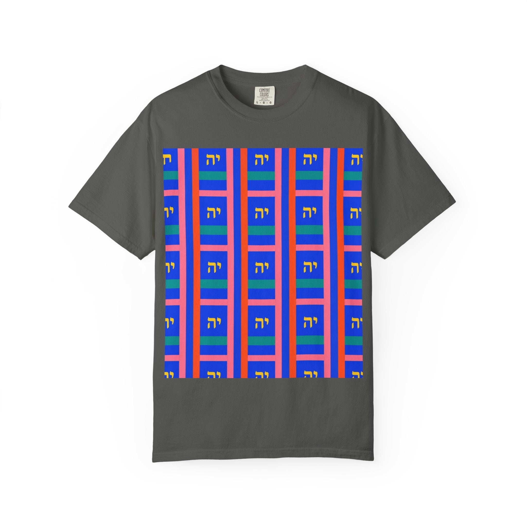 Modern Geometric Pattern T‑Shirt — Colorblock Blue Grid Design