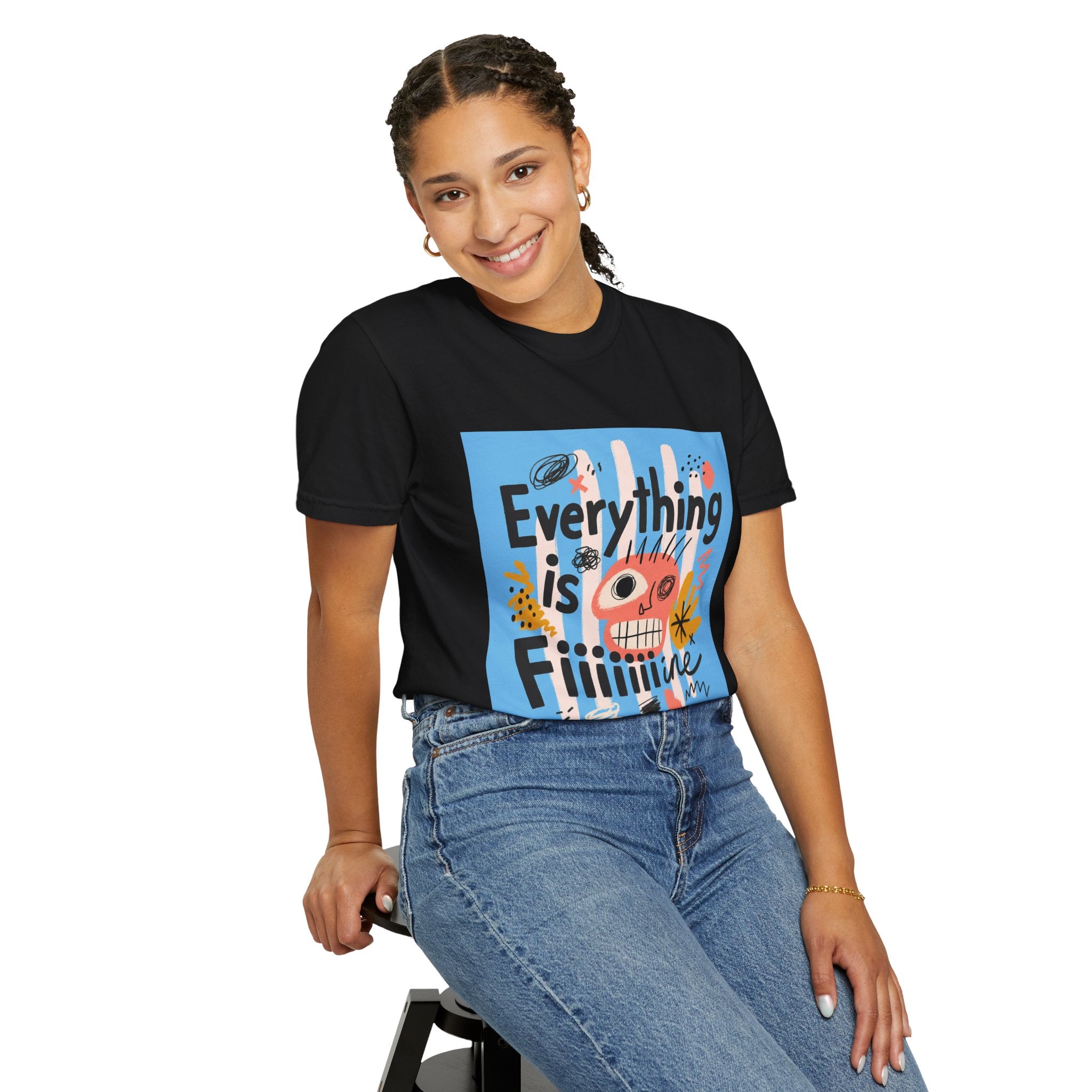 Everything Is Fine T-Shirt — Colorful Retro Cartoon Graphic Tee