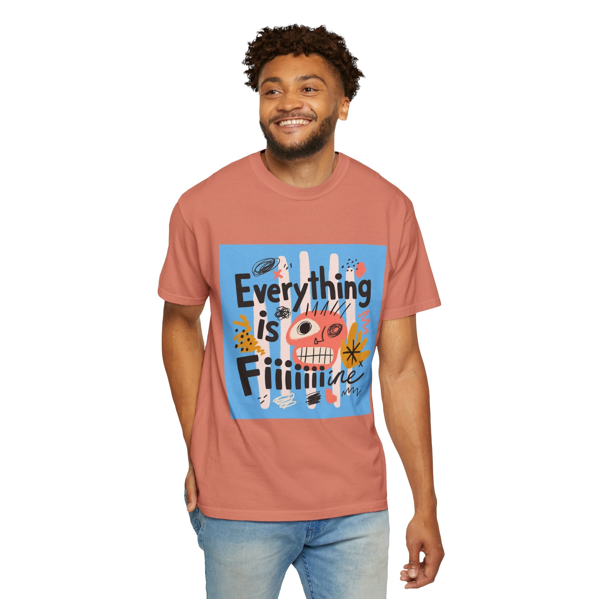 Everything Is Fine T-Shirt — Colorful Retro Cartoon Graphic Tee