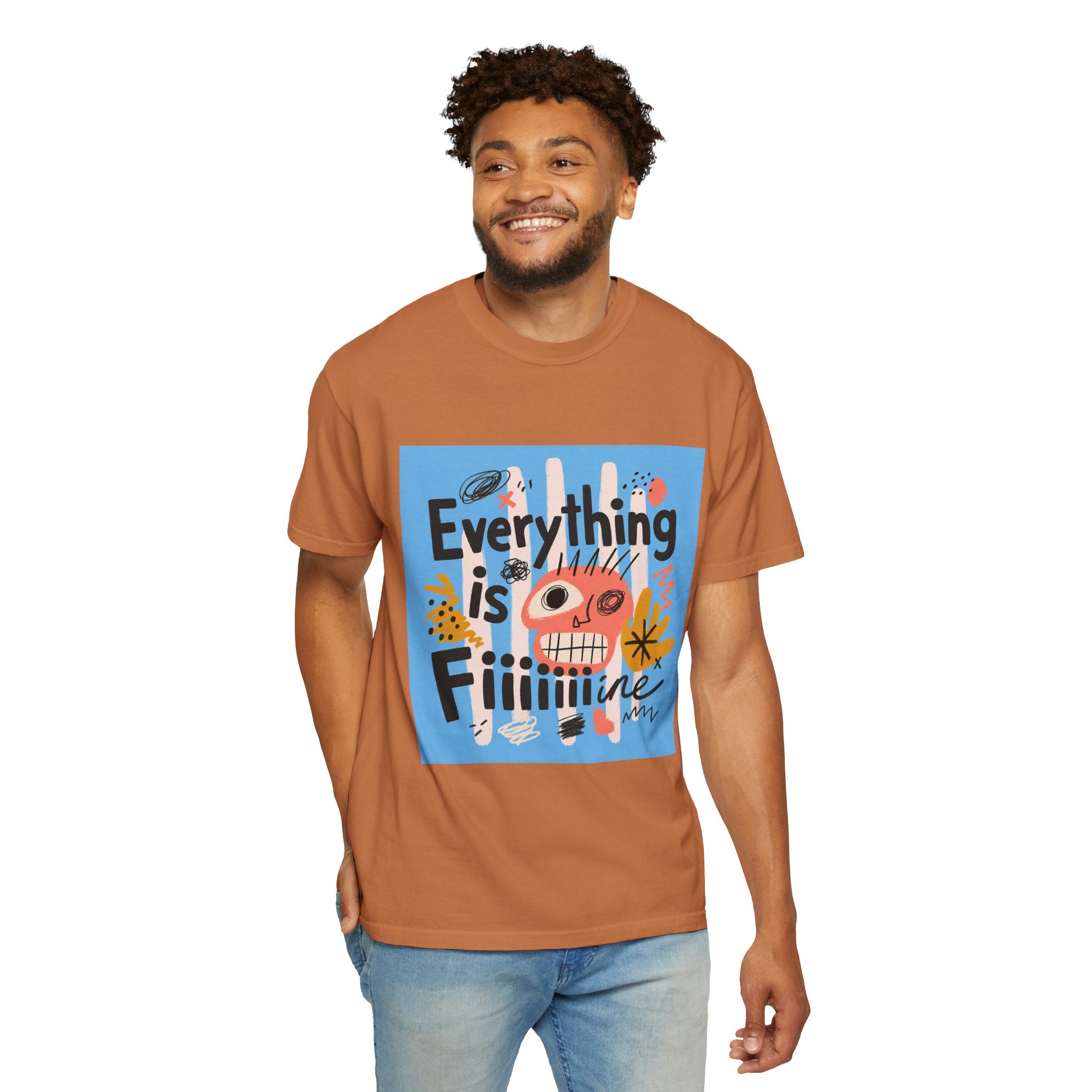 Everything Is Fine T-Shirt — Colorful Retro Cartoon Graphic Tee
