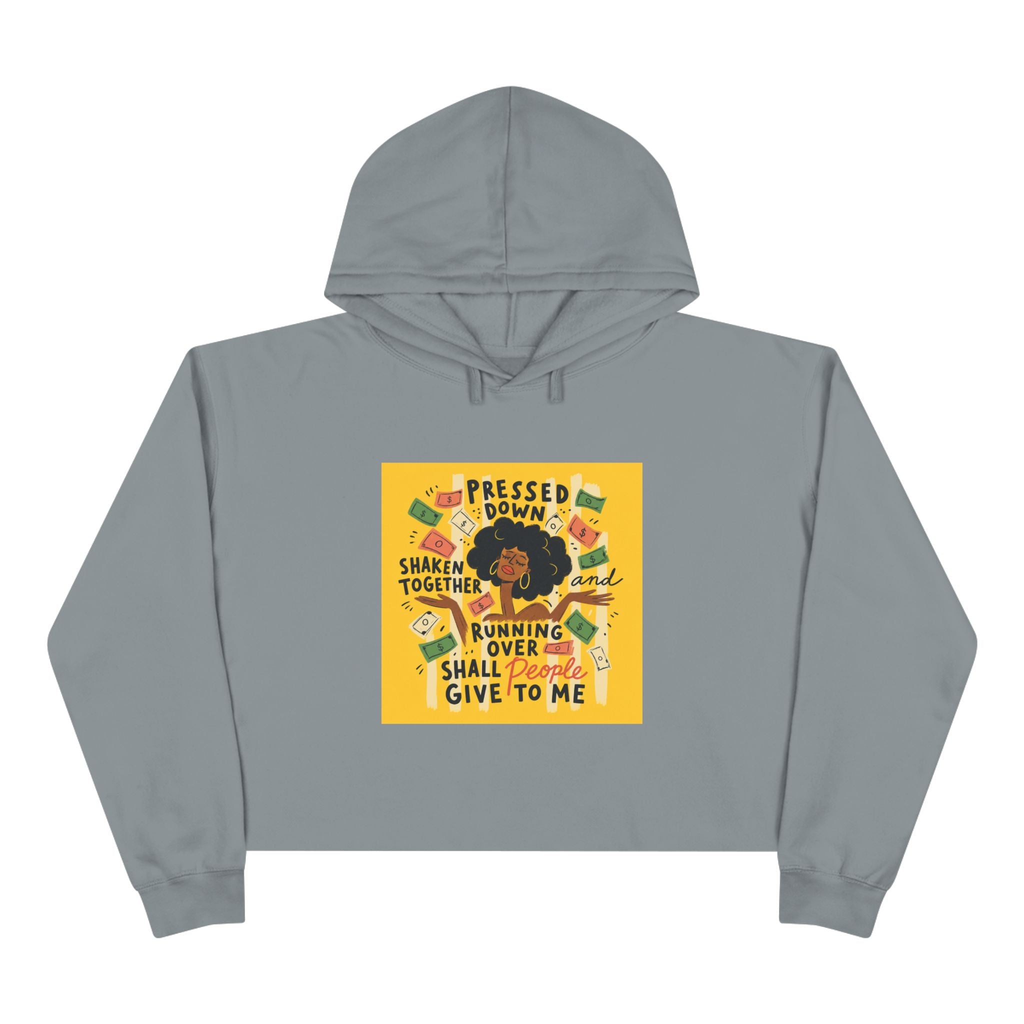 Cropped Hoodie — "Pressed Down, Shaken Together" Inspirational Graphic