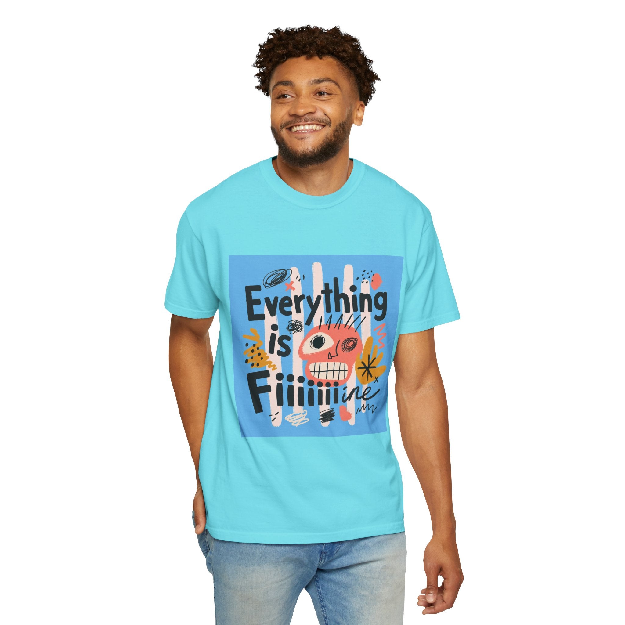 Everything Is Fine T-Shirt — Colorful Retro Cartoon Graphic Tee