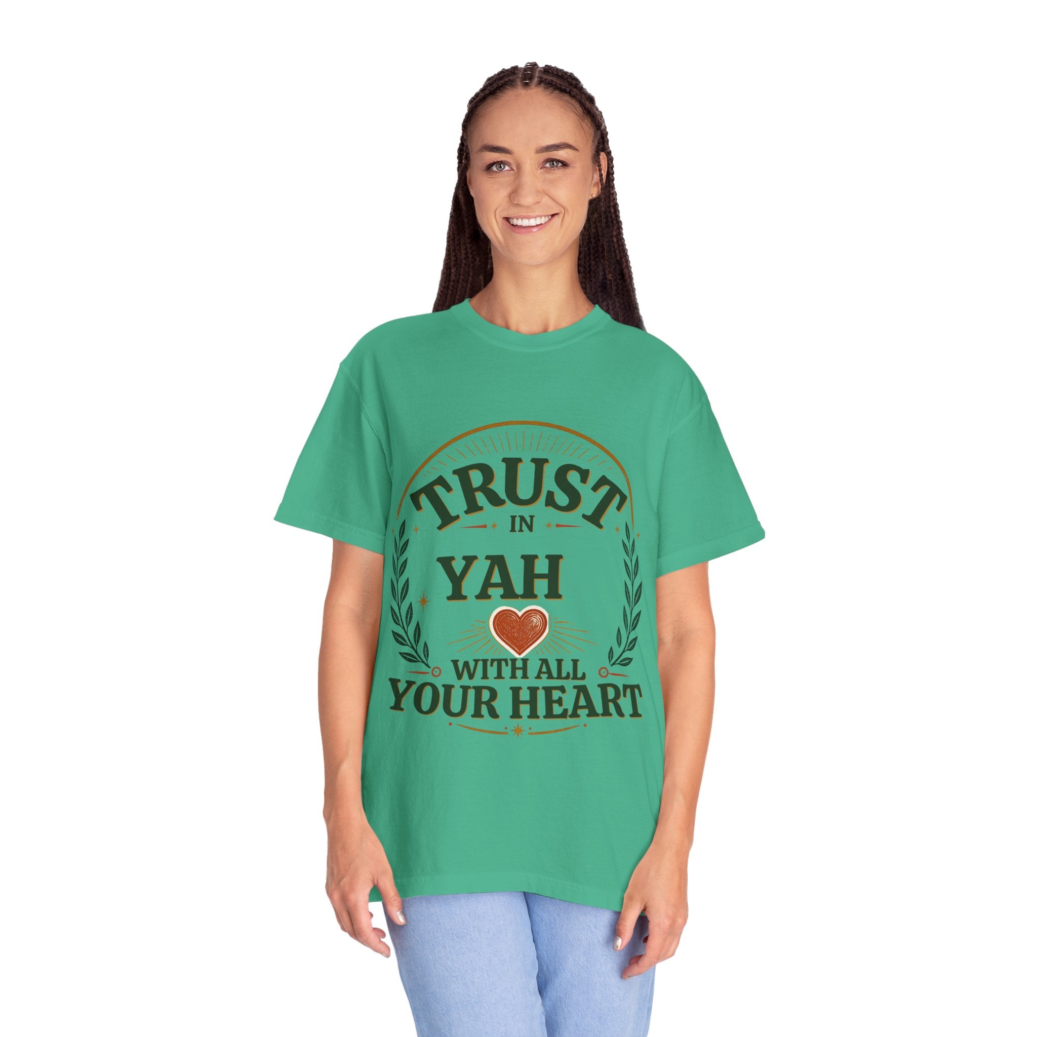 Trust in Yah T-Shirt — "Trust in Yah with All Your Heart" Christian Faith Tee