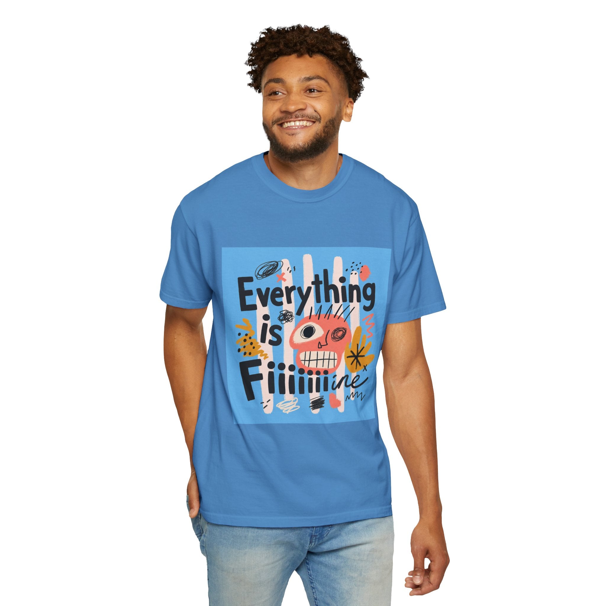 Everything Is Fine T-Shirt — Colorful Retro Cartoon Graphic Tee