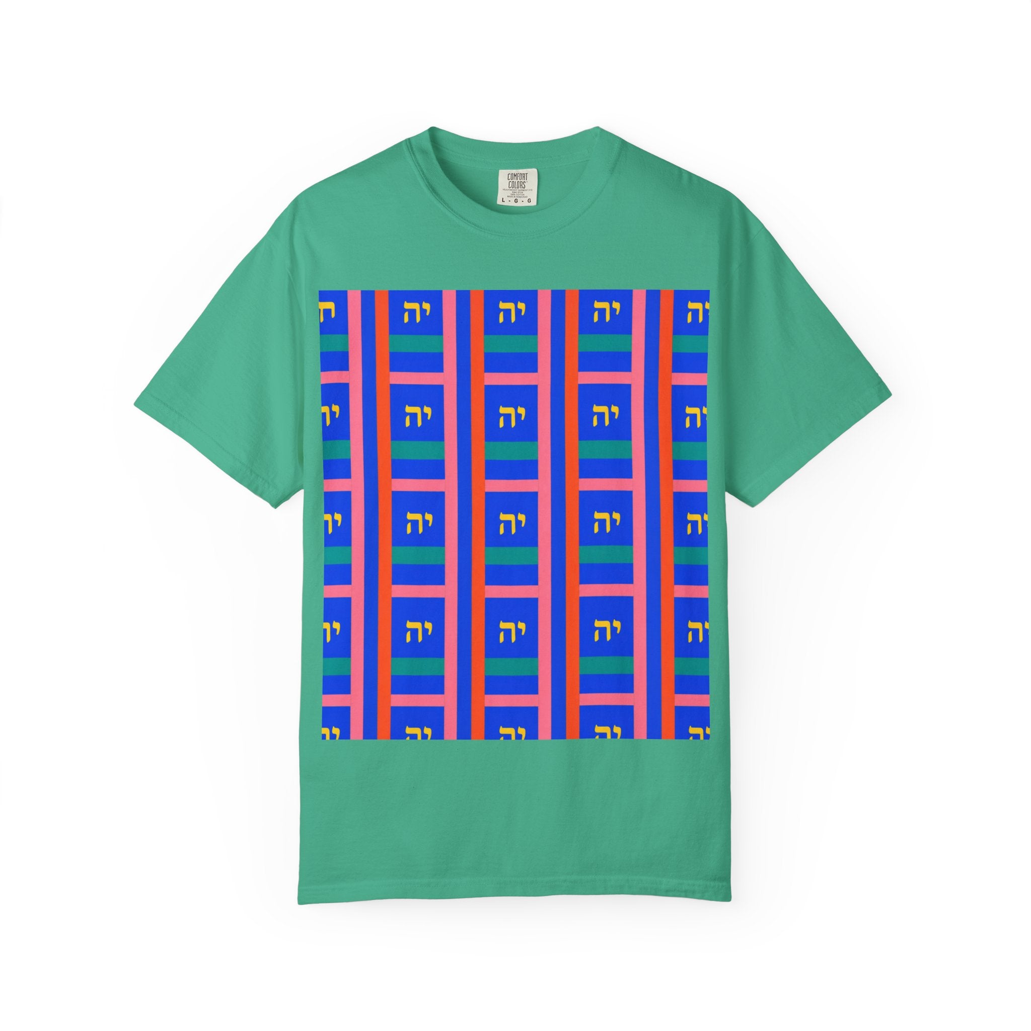 Modern Geometric Pattern T‑Shirt — Colorblock Blue Grid Design