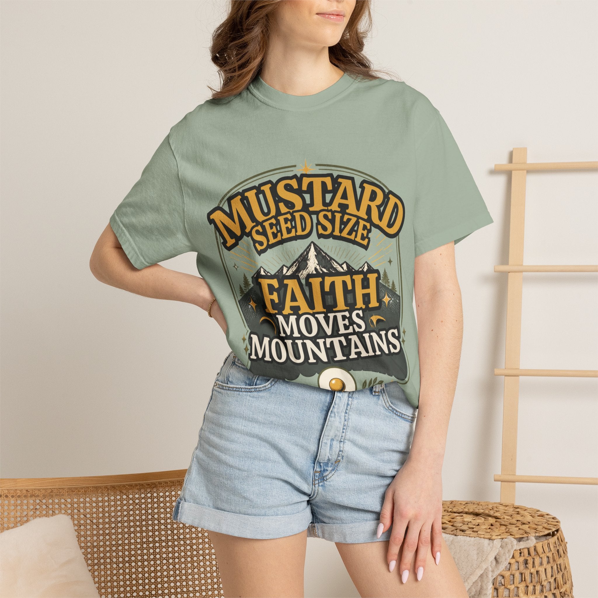 Faith Moves Mountains T-Shirt — Mustard Seed Size Christian Graphic Tee
