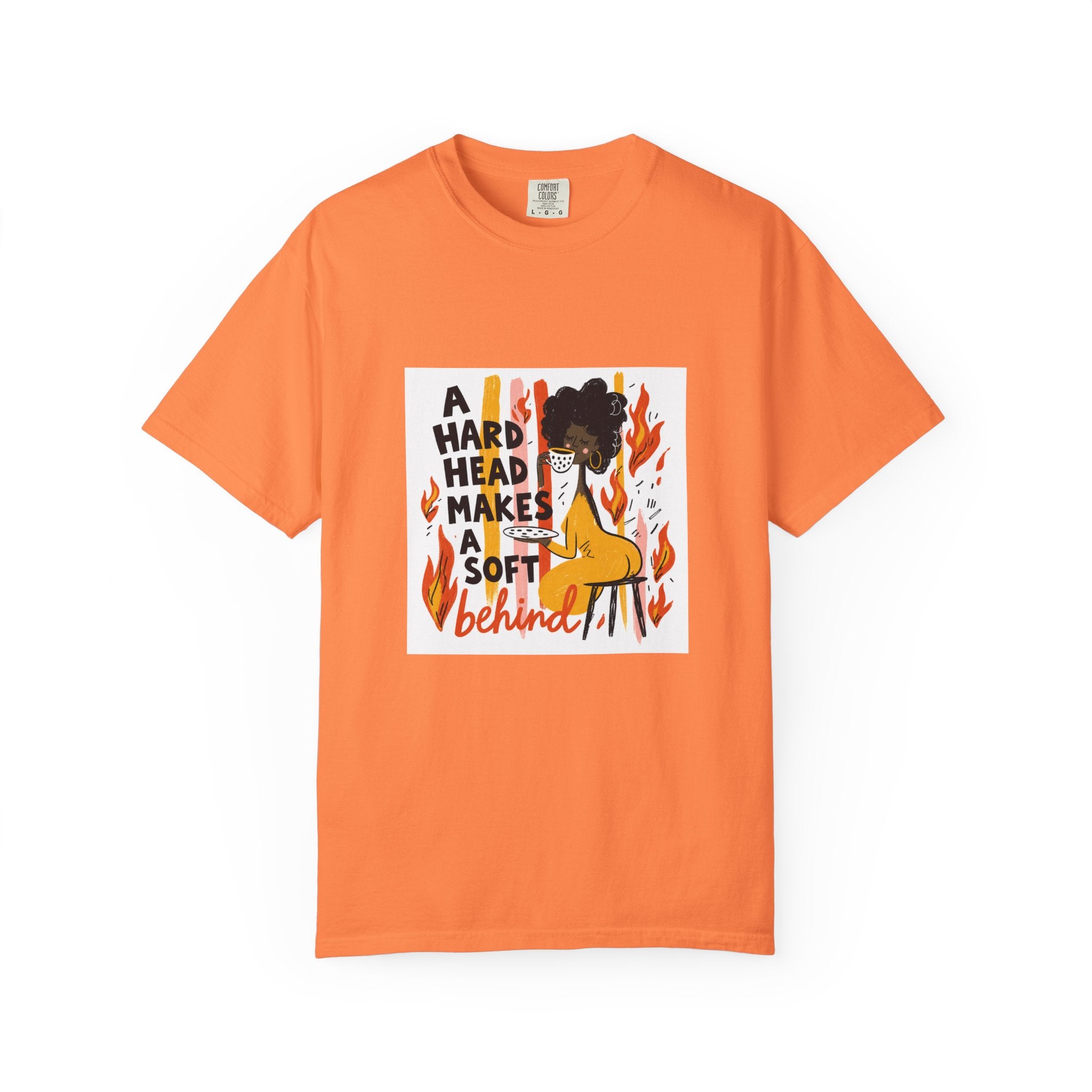 Graphic T-Shirt — "A Hard Head Makes a Soft Behind" Retro Afro Girl Design