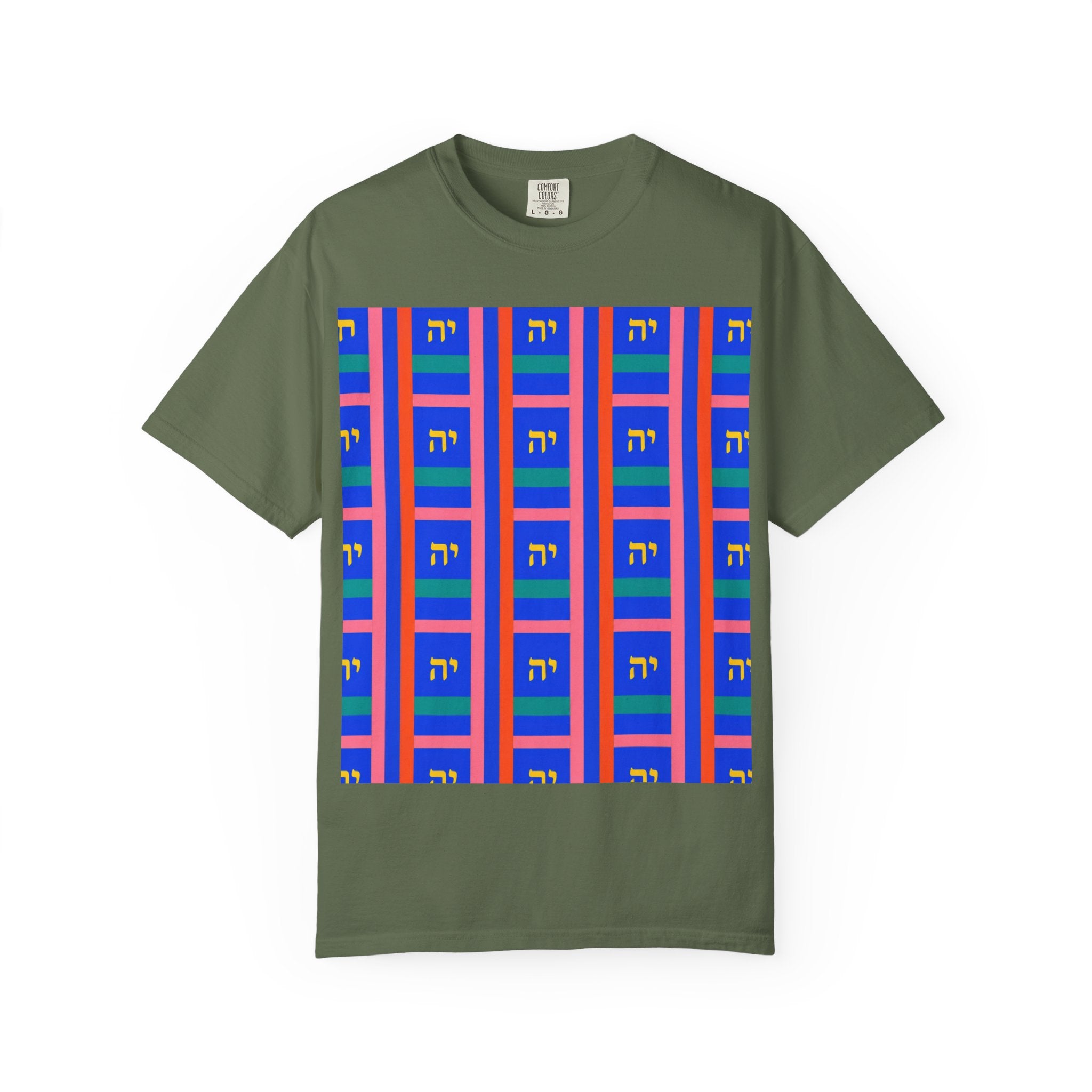 Modern Geometric Pattern T‑Shirt — Colorblock Blue Grid Design