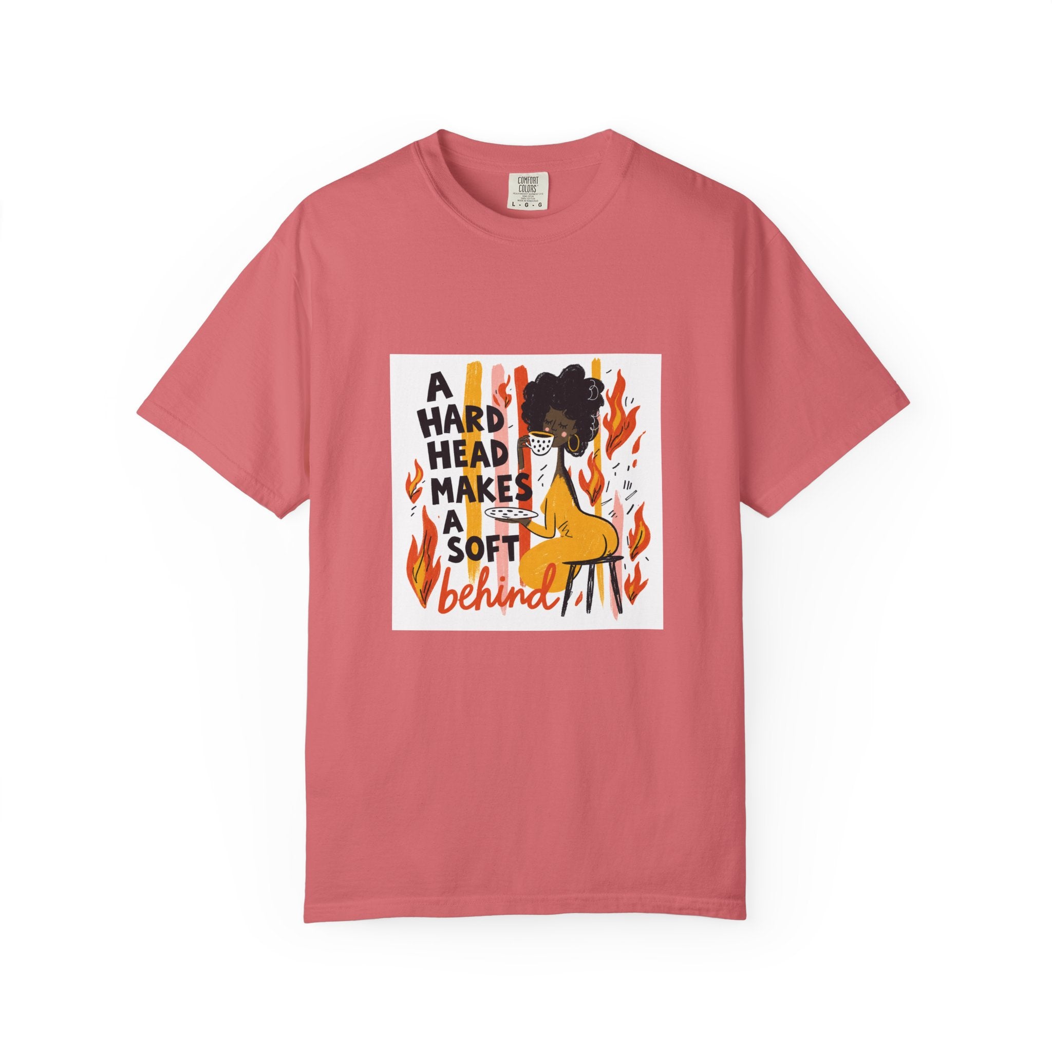 Graphic T-Shirt — "A Hard Head Makes a Soft Behind" Retro Afro Girl Design