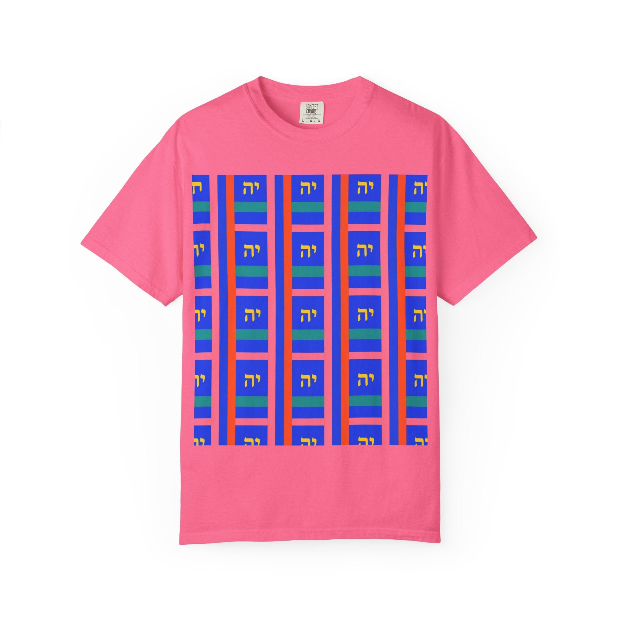 Modern Geometric Pattern T‑Shirt — Colorblock Blue Grid Design