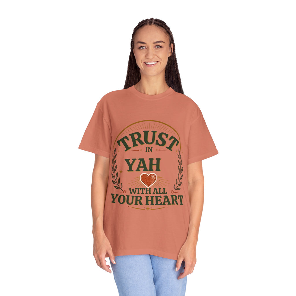 Trust in Yah T-Shirt — "Trust in Yah with All Your Heart" Christian Faith Tee