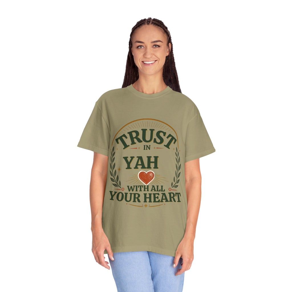 Trust in Yah T-Shirt — "Trust in Yah with All Your Heart" Christian Faith Tee